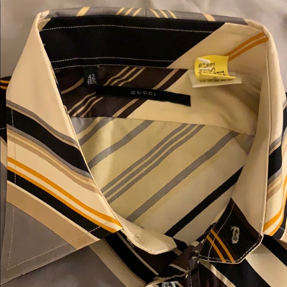 Gucci beige/orange/black silk stripe 16.5